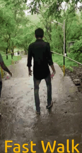Man Walking Down Path Fast Walk