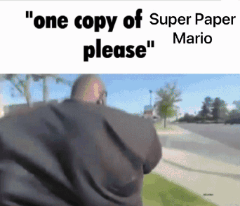 Man Walking Down Sidewalk Saying One Copy of Super Paper Please