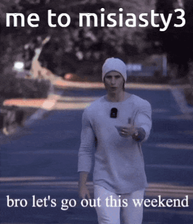 Man Walking Down Street Saying Let's Go Out