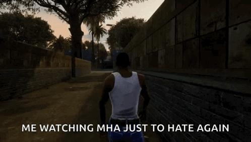 Man Walking Down Street Saying Me Watching MHA