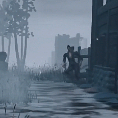 Man Walking in Fog