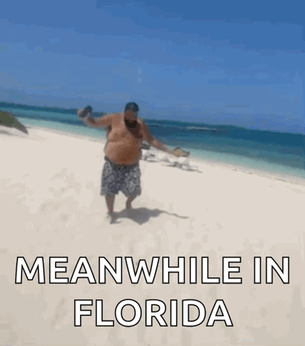 Man Walking on Beach Meanwhile in Florida