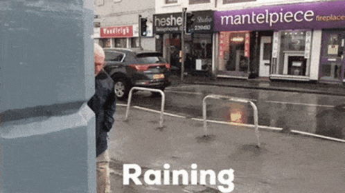 Man Walking With Mantelpiece Sign GIF