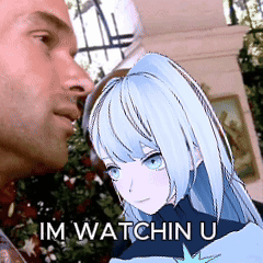 Man Watching Blue Haired Girl Im Watchin U