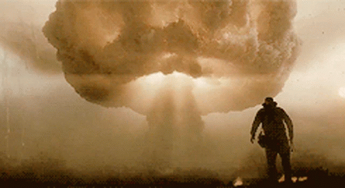 Man Watching Massive Nuke Explosion GIF