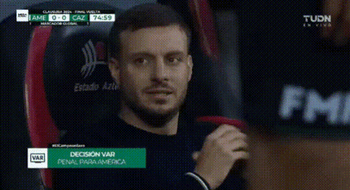 Man Watching Soccer Game Decision Var