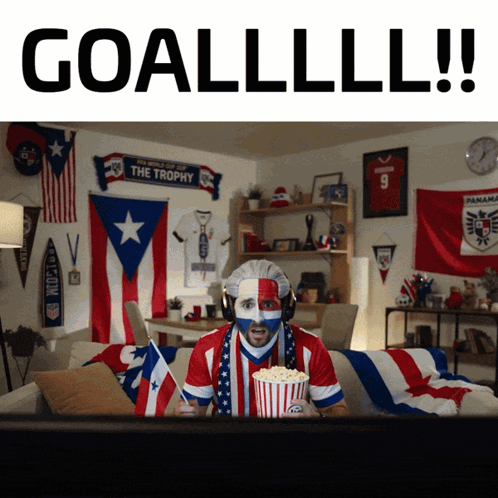 Man Watching Soccer Goallll GIF