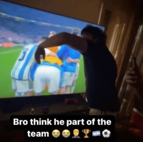 Man Watching Soccer Says Bro Think He Part of the Team