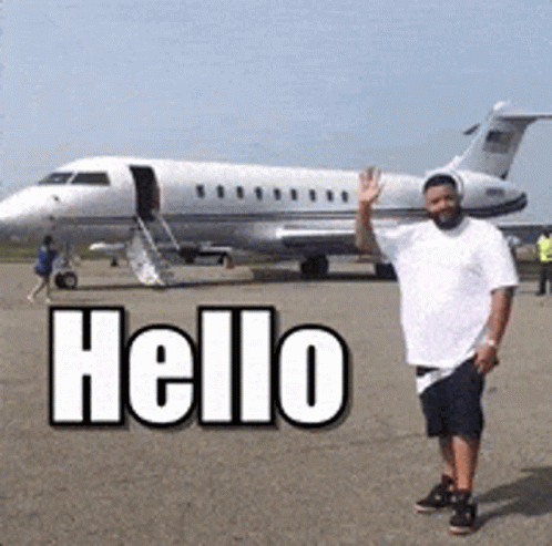 Man Waving Hello In Airport Runway GIF