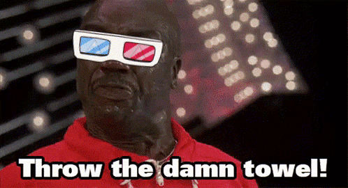 Man Wearing 3D Glasses Saying Throw the Damn Towel