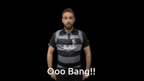 Man Wearing Black Ooo Bang Shirt GIF