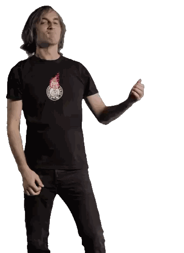 Man Wearing Black T-Shirt with Fireball