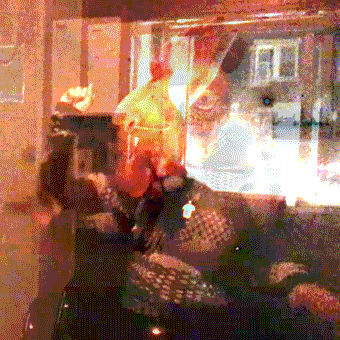 Man Wearing Chicken Headdress Chicken Dance GIF