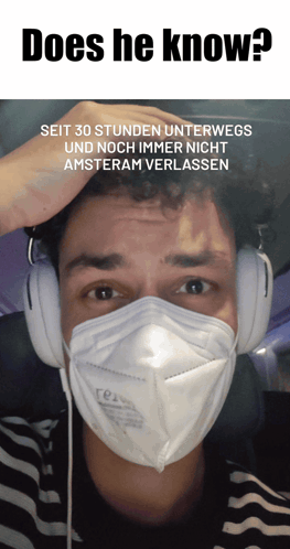 Man Wearing Face Mask and Headphones