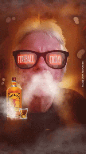 Man Wearing Fireball Glasses Smoking