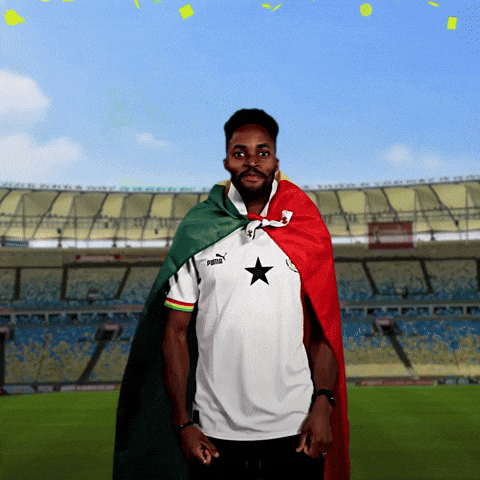 Man Wearing Ghana Flag As Cape GIF
