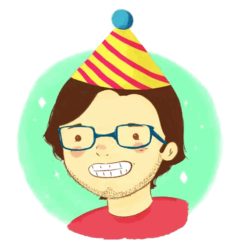 Man Wearing Glasses and Birthday Hat