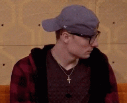 Man Wearing Glasses And Hat Sitting GIF