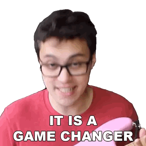 Man Wearing Glasses and Red Shirt Saying Game Changer