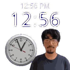 Man Wearing Glasses in Front of 1256 PM Clock