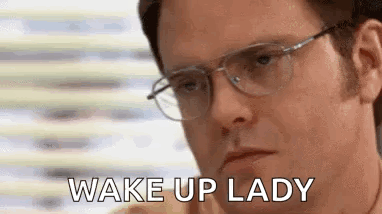 Man Wearing Glasses Making Funny Face Wake Up Lady
