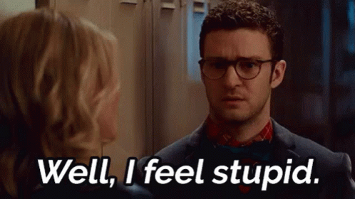 Man Wearing Glasses Saying I Feel Stupid