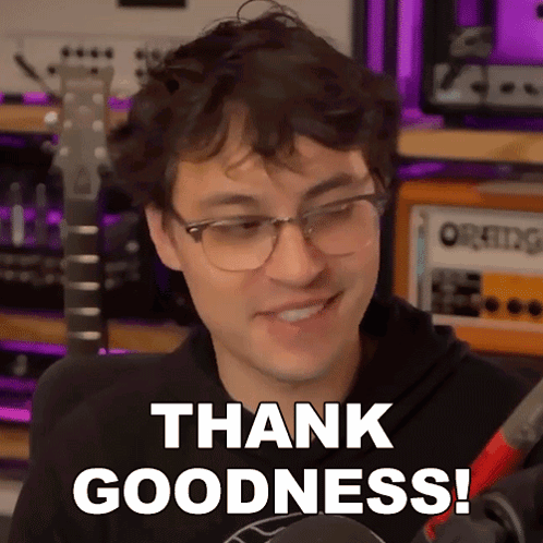 Man Wearing Glasses Saying Thank Goodness