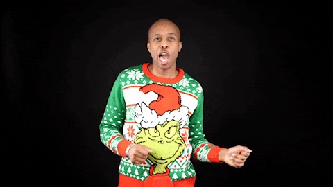 Man Wearing Grinch Shirt Bust Bad Dancing Moves GIF
