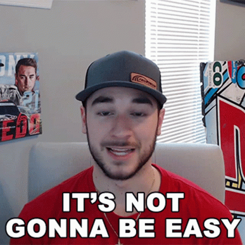 Man Wearing Hat Saying Not Gonna Be Easy GIF