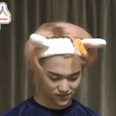Man Wearing Hat With Bunny Ears GIF