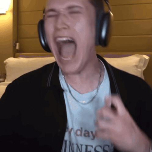 Man Wearing Headphones And Every Day T-Shirt GIF