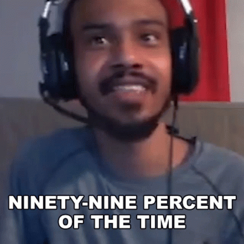 Man Wearing Headphones and Microphone Saying Ninety-Nine Percent
