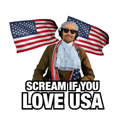 Man Wearing Headphones and Scarf Scream If You Love USA