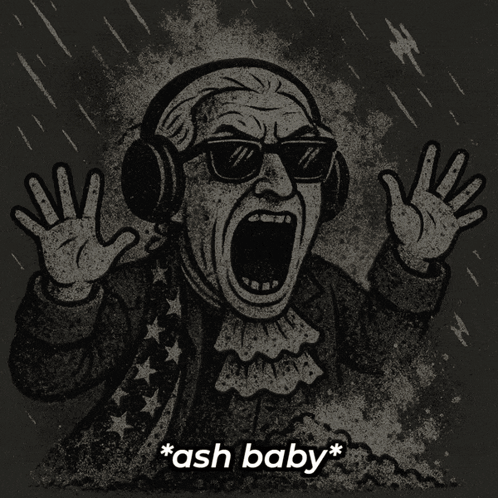Man Wearing Headphones and Sunglasses Saying Ash Baby