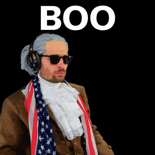 Man Wearing Headphones and Sunglasses Saying Boo