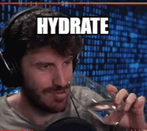 Man Wearing Headphones Drinking Water Hydrate