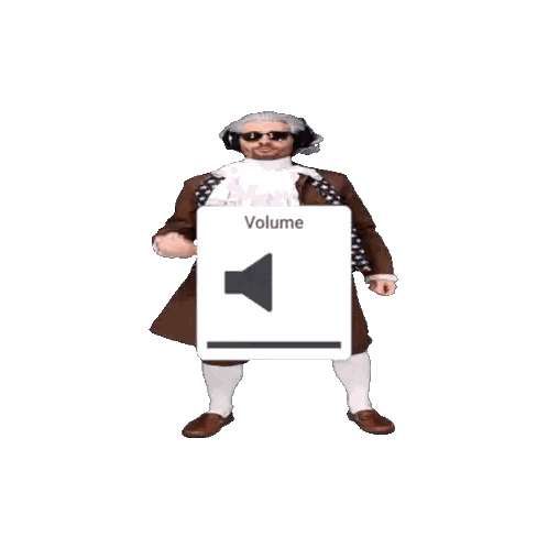 Man Wearing Headphones in Front of Red Volume Button