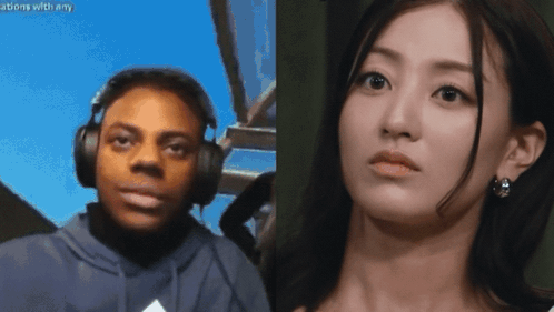 Man Wearing Headphones Next to Woman
