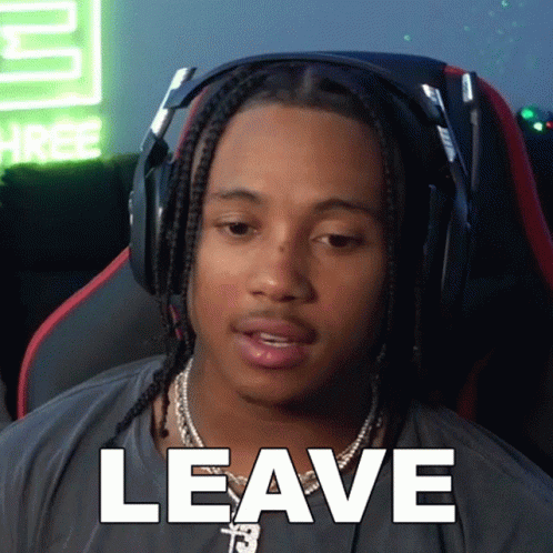 Man Wearing Headphones Saying Leave GIF