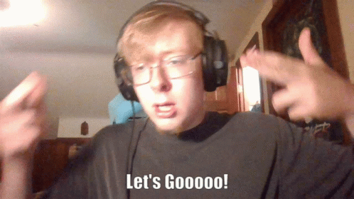 Man Wearing Headphones Saying Lets Goooo