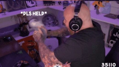 Man Wearing Headphones Saying Please Help