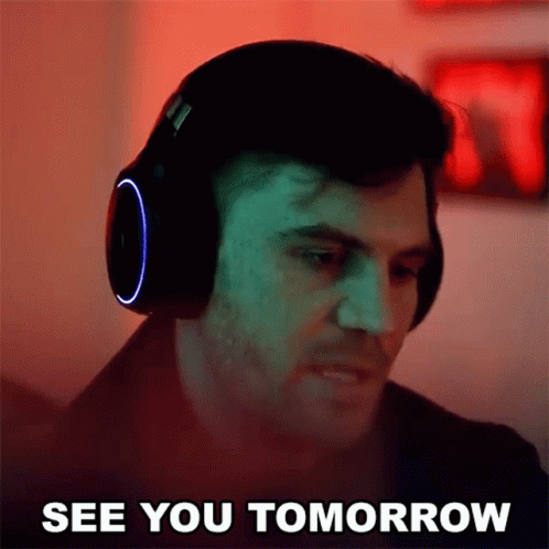 Man Wearing Headphones Saying See You Tomorrow