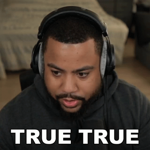 Man Wearing Headphones Saying True True