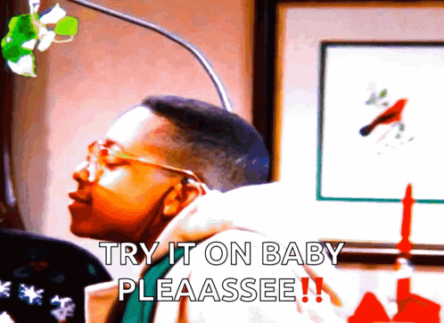 Man Wearing Headphones Saying Try It On Baby
