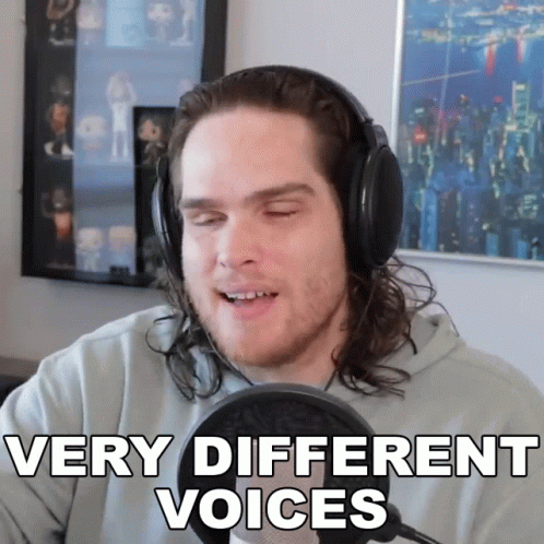 Man Wearing Headphones Saying Very Different Voices