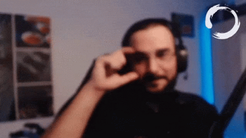 Man Wearing Headphones with Blue Light