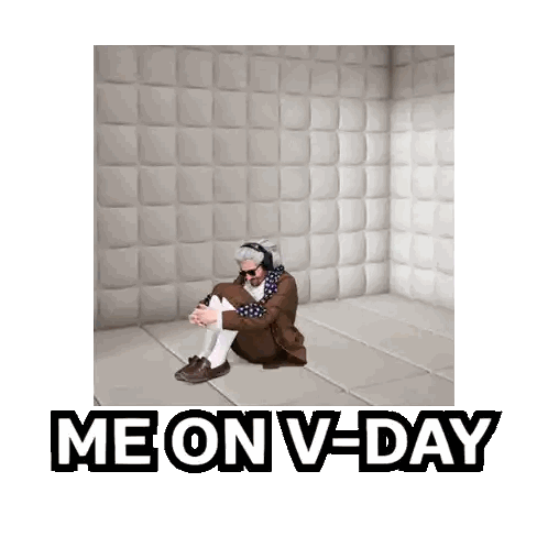 Man Wearing Headphones with Me on V-Day