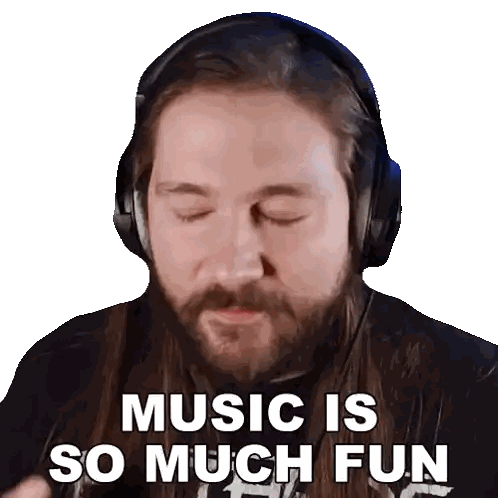 Man Wearing Headphones With Music Is Fun