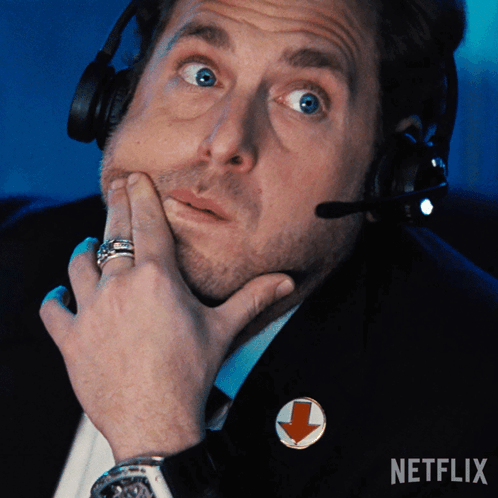 Man Wearing Headphones with Netflix Logo