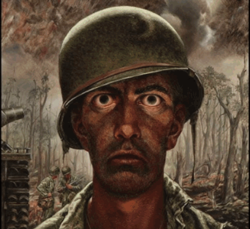 Man Wearing Helmet Painting